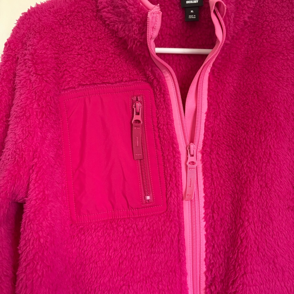 Ideology Girls Hot Pink Sherpa Zip Up Jacket NWT - Size XL - Picture 2 of 8